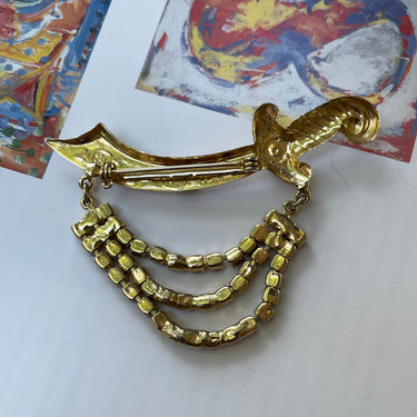 1970s Red, White, and Blue Sword Brooch Jewelry Bloomers and Frocks